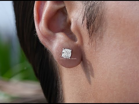 YouTub Video Of Old Mine Cushion Cut Diamond Stud Earrings