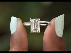 [YouTube Video Of Emerald Cut Diamond Solitaire Ring]-[Golden Bird Jewels]