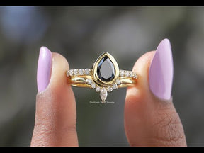 [YouTube Video Of Black Pear Shaped Bridal Ring Set]-[Golden Bird Jewels]