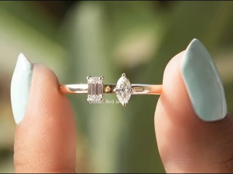 Youtube video of two stone moissanite  set engagement ring 