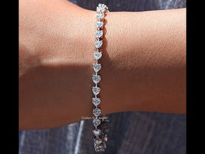 [YouTube Video Of Moissanite Heart Shaped Tennis Bracelet]-[Golden Bird Jewels]