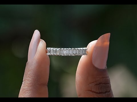 [YouTube Video Of Baguette Cut Moissanite Eternity Wedding Band]-[Golden Bird Jewels]