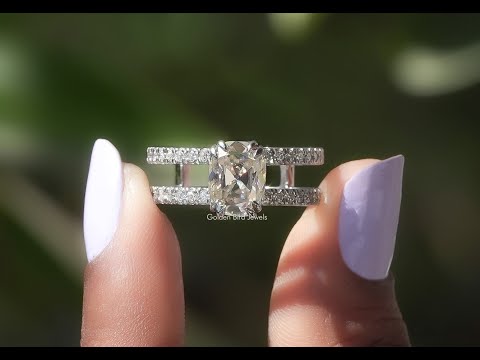 [YouTube Video Of Colorless Old Mine Cushion Cut Moissanite Ring]-[Golden Bird Jewels]