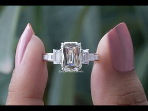 [Youtube Video of Criss Cut Three Stone Moissanite Ring]-[Golden Bird Jewels]