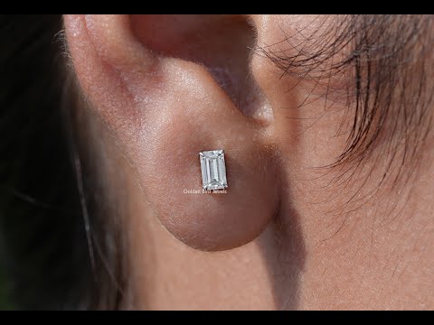 [YouTube Video Of Emerald Cut Stud Earrings]-[Golden Bird Jewels]