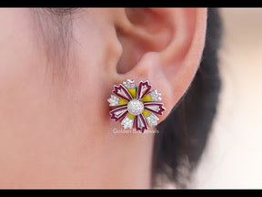 [YouTube Video Of Colorless Round Cut Flower Style Earrings]-[Golden Bird Jewels]