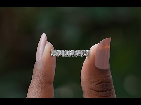 [YouTube Video Of Baguette Cut Moissanite Half Eternity Wedding Band]-[Golden Bird Jewels]