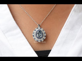 [YouTube Video Of Blue Pear Moissanite Double Halo Pendant]-[Golden Bird Jewels]