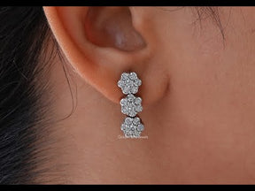 [YouTube Video Of Round Cut Moissanite Cluster Earrings]-[Golden Bird Jewels]