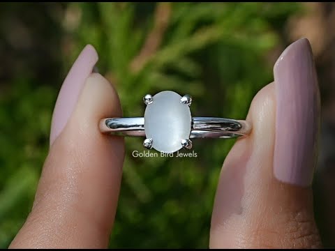 Oval Moonstone Gemstone Solitaire Ring