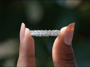 [YouTube Video Of Princess Cut Moissanite Eternity Wedding Band]-[Golden Bird Jewels]