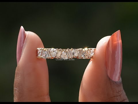 [Trillion And Baguette Cut Diamond Eternity Wedding Band]-[Golden Bird Jewels]