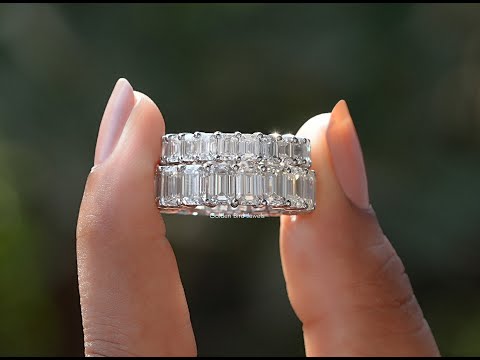 [YouTube Video Of Emerald Cut Moissanite Full Eternity Band]-[Golden Bird Jewels]