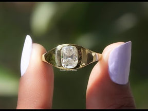 [YouTube Video Of Old Mine Cushion Cut Moissanite Ring]-[Golden Bird Jewels]