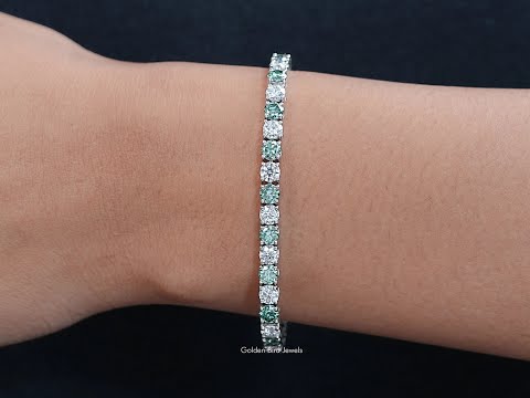 Round Moissanite Alternative Green Tennis Bracelet