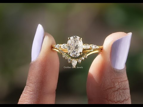 [YouTube Video Of Oval Cut Moissanite Accent Stone Ring Set]-[Golden Bird Jewels]