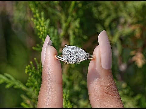 East West Pear Shaped Lab Diamond Solitaire Ring