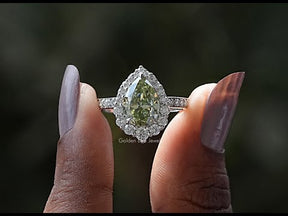 []-[YouTube Video Of Mint Green Pear Cut Moissanite Halo Ring]