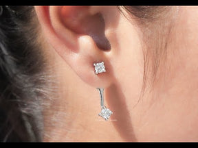 Round Moissanite Screw Back Women Earrings