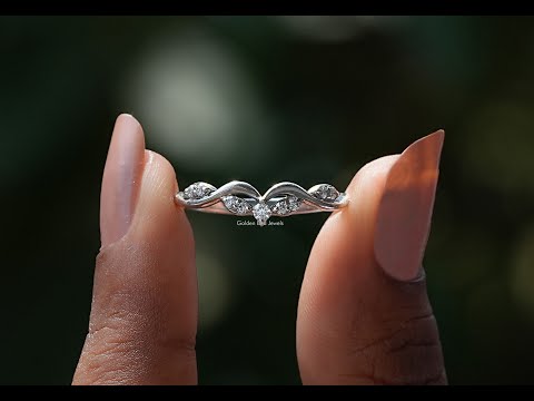 [YouTube Video Of Round Cut Moissanite Dainty Curved Wedding Band]-[Golden Bird Jewels]