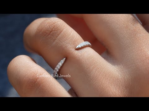 Open Cuff Round Cut Moissanite Dainty Wedding Band