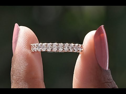 [YouTube Video Of Oval Cut Lab Diamond Half Eternity Wedding Band]-[Golden Bird Jewels]