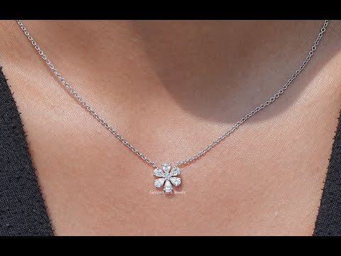 You tube Video of Pear Shaped Lab Diamond Flower Pendant