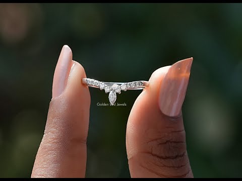 [YouTube Video Of Marquise Cut Moissanite Stackable Wedding Band]-[Golden Bird Jewels]