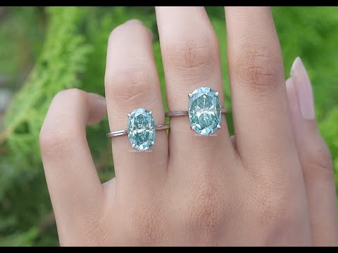 [YouTube Video Of Blue Green Oval Cut Moissanite Solitaire Ring]-[Golden Bird Jewels]