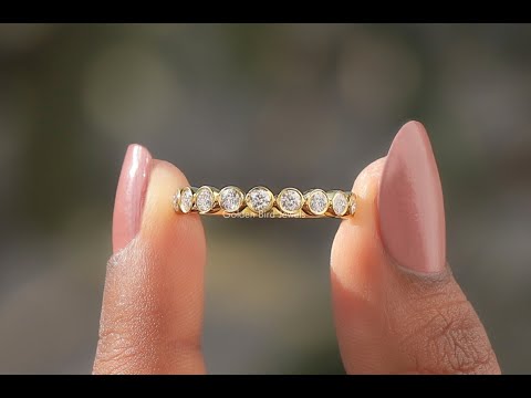 [YouTube Video Of Round Cut Moissanite Bezel Set Eternity Band]-[Golden Bird Jewels]