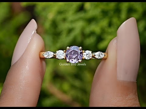 Purple Amethyst Round Cut Gemstone Accent Ring