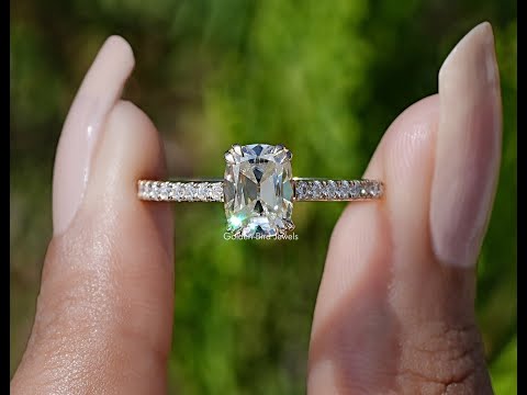 Old Mine Elongated Cushion Cut Moissanite Ring