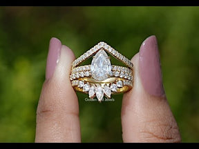 YouTube Video Of Pear Cut Moissanite Bridal Ring Set