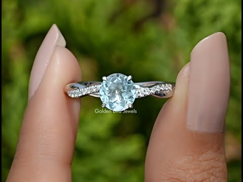 Aquamarine Round Cut Gemstone Ring