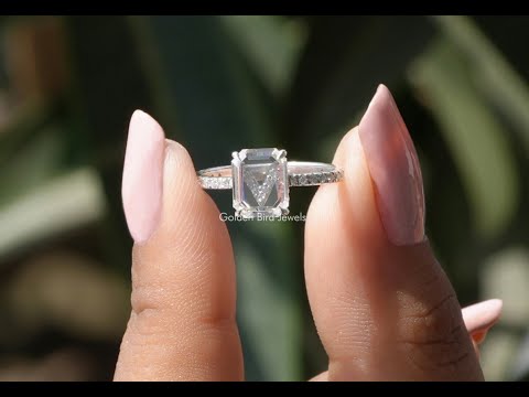 [YouTube Video Of Portrait Cut Emerald Moissanite Ring]-[Golden Bird Jewels]