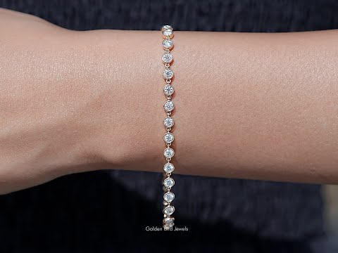 Colorless Round Cut Moissanite Bracelet