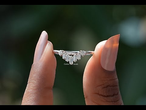 [YouTube Video Of Baguette Cut Moissanite Wedding Band]-[Golden Bird Jewels]