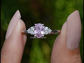 Pink Tourmaline Oval Gemstone Engagement Ring