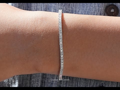 [YouTube Video Of Asscher Cut Moissanite Tennis Bracelet]-[Golden Bird Jewels]