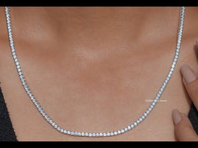 [YouTube Video Of Round Cut Moissanite Tennis Necklace]-[Golden Bird Jewels]