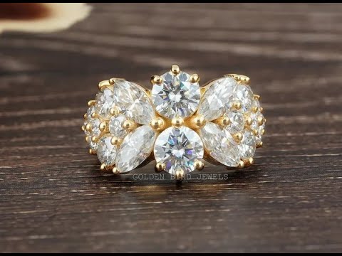 Marquise And Round Cut Moissanite Vintage Ring