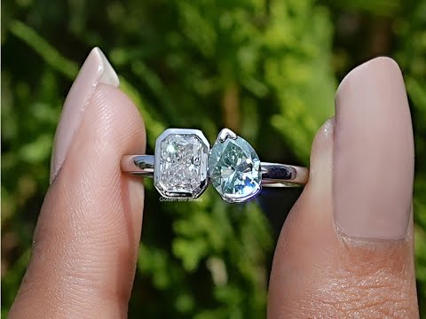 YouTube Video Of Pear And Radiant Moissanite Toi Et Moi Ring