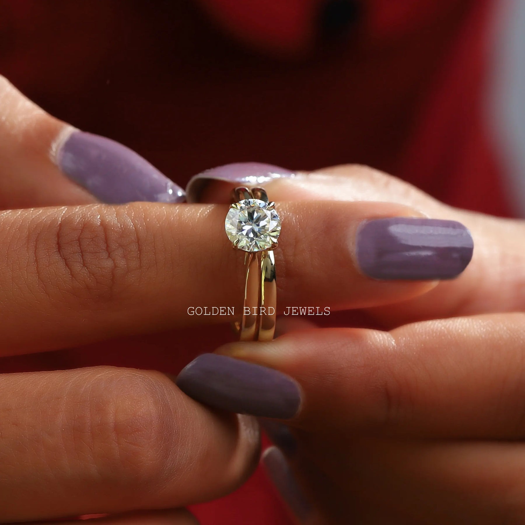 Moissanite Bridal Set, 2CT Round Cut Moissanite Engagement Ring