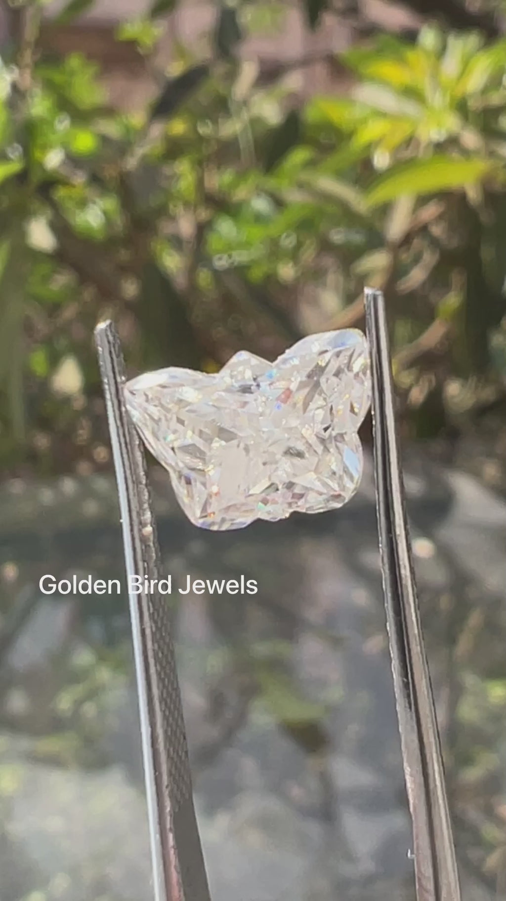 [Video Of Butterfly Cut Loose Moissanite Stone]-[Golden Bird Jewels]