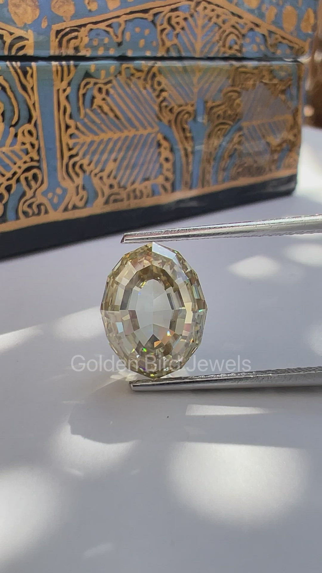 [Video Of Step Cut Oval Loose Moissanite]-[Golden Bird Jewels]