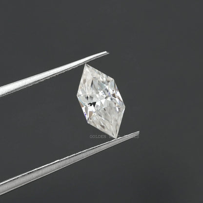 tweezer holding the Colorless Dutch Marquise Cut Loose Moissanite