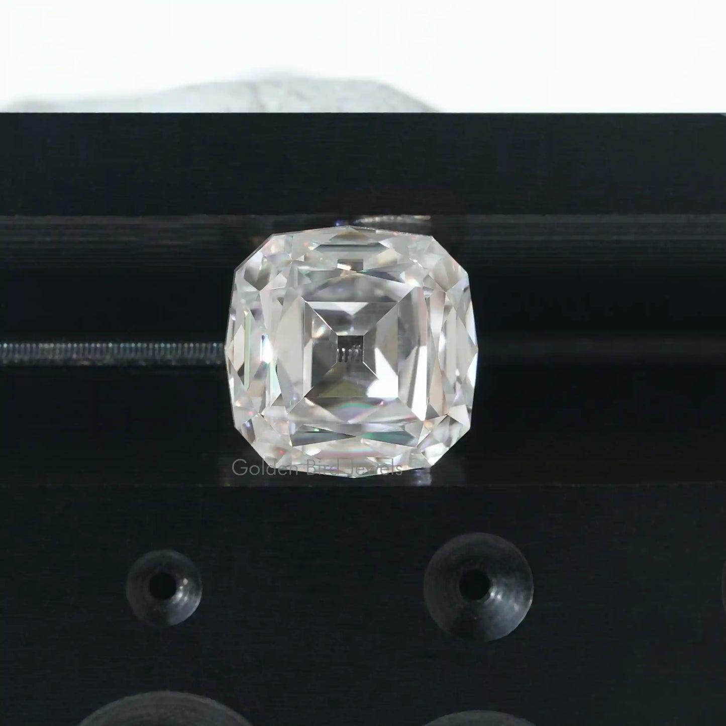 Close view of Antique Mazarin Cut Loose Moissanite