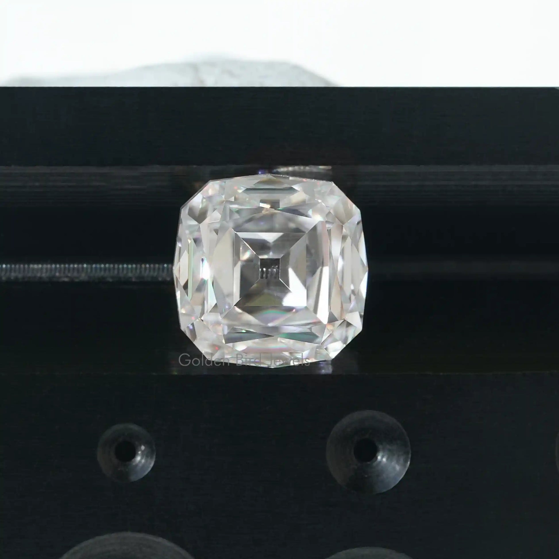 Close view of Antique Mazarin Cut Loose Moissanite