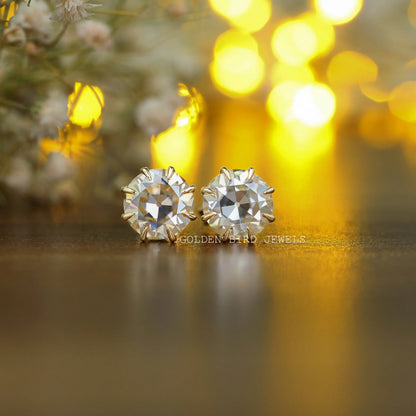 Close view of Moissanite stud earings 